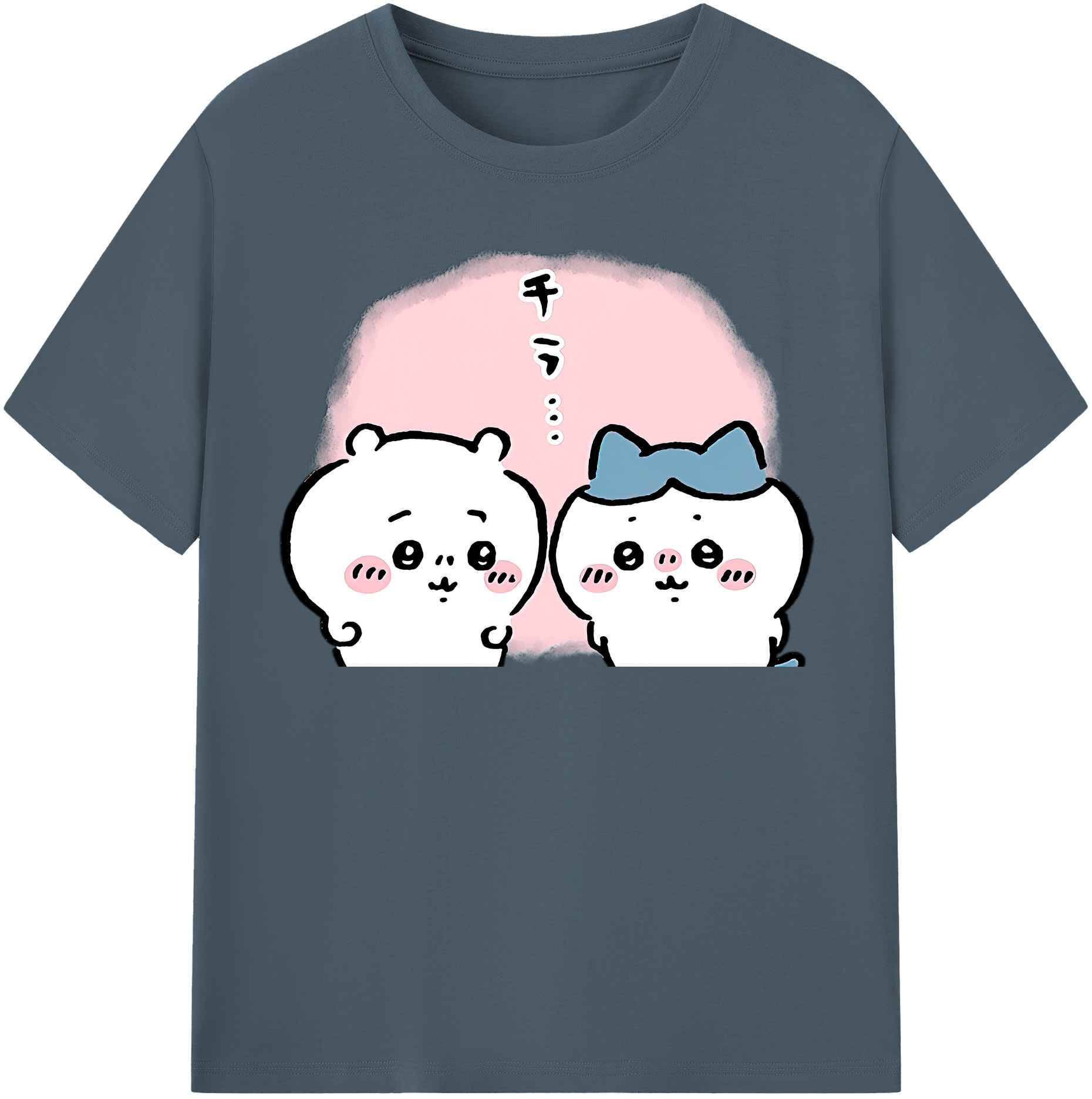 （画像用） ちいかわ ハチワレ Chii-kawa hachiware 綿100％半袖Tシャツ（フロントプリント）